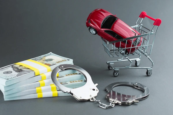 red-car-money-handcuffs-shopping